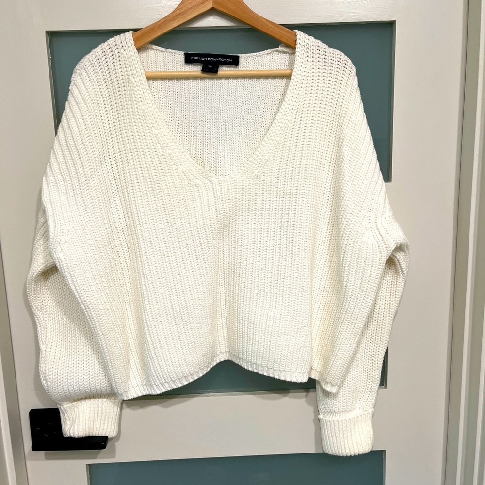 French Connection white/cream cotton sweater xs